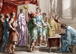 Salic Law - Ustavení zákona Salique, redigested Clovisem 1 v roce 508, spočívá v podstatě ve vyřešení problémů týkajících se majetku a osob a vypořádání dědických práv na pozemky, které mohou být převedeny pouze na muže. to bylo od Unknown artist