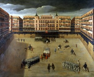 Scéna Corrida v Madridu, olej na plátně od Unknown artist