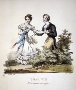 Scéna zdvořilé lásky mezi dvěma mladými muži. v. 1820. od Unknown artist