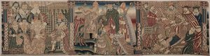 Část vyšívaného vlysu: Ahasver a Ester, Papež plísní císaři, Jindřich VIII. šlape papeži na krk od Unknown artist