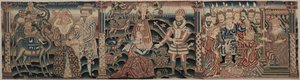 Část vyšívaného vlysu: Setkání Rebeccy s Izákem, Abigail Setkání s Davidem s dárkem, Šalamounův soud od Unknown artist