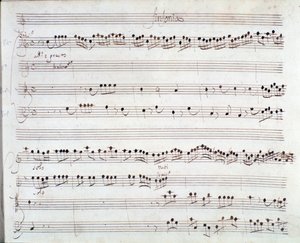 Stránka s notami pro Korunovaci Dariuse od Giuseppe Aldrovandiniho (1703) od Unknown artist