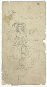 Náčrtky mladé dívky (recto); náčrtky hráče na banjo (verso) od Unknown artist