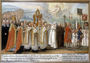 Slavnostní překlad relikvie svaté Anny, kterou dali Ludvík XIII. a Anna Rakouská jako věčný slib jejich zbožnosti a náklonnosti k tomuto místu, v roce 1640 - Ex-Voto Sainte-Anne d