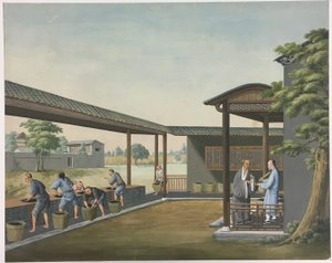 Spřádání látek, Příprava čajových lístků, Příprava hedvábí od Unknown artist