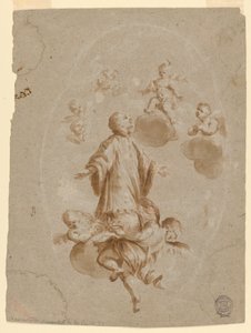 Svatý Aloysius Gonzaga je přijat v nebi Kristem od Unknown artist