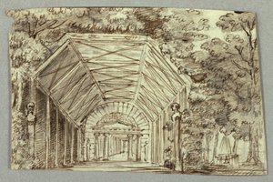 Scéna, zahradní pavilon od Unknown artist