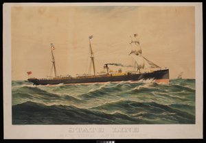 State Line New York and Glasgow, Austin Baldwin  Co General Agents New York (chromolitografie) od Unknown artist