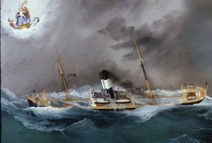 Parník v bouři. od Unknown artist