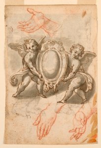Studie rukou a putti s erbou od Unknown artist