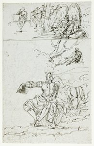Studijní list se sedícím rytířem (recto); stojící mužská postava ve středověkém oděvu (verso) od Unknown artist