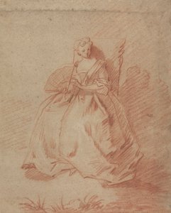 Studie sedící ženy držící vějíř od Unknown artist