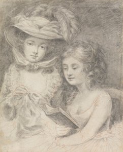 Studie ženy šijící a dívčího čtení od Unknown artist