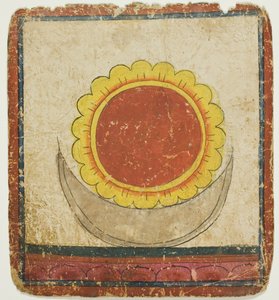 Slunce, Měsíc a Lotos na Lotosovém trůnu, ze sady iniciačních karet (Tsakali) od Unknown artist