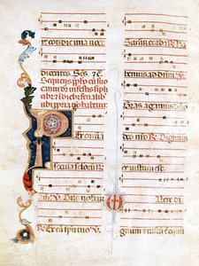 Sursum Corda, příklad notace ze 14. století („P“). od Unknown artist