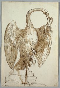 Labuť a dva hadi od Unknown artist