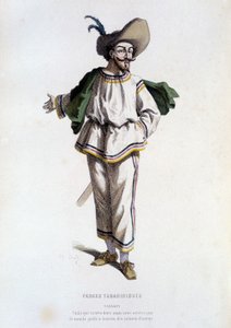 Tabarin, “” postava Farces Tabariniques”” (od Tabarina 1622), v “” le theatre francais au 16 eme et 17 eme cecle, anterieures a Moliere”” od Edouarda Fourniera. od Unknown artist