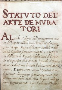 Table des corporations, status maconů města Orvieto, Itálie od Unknown artist