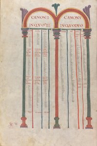 Kanonické tabulky čtyř evangelií, kánon II, 11. století (iluminovaný, blanitý rukopis) od Unknown artist