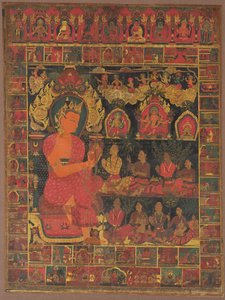 Thangka s kázáním Buddhy s ozdobami od Unknown artist