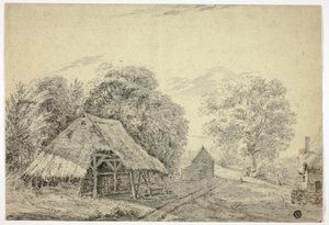 Došková kůlna na farmě od Unknown artist