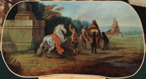 Koupání koní, mezi lety 1701 a 1800 (olej na plátně) od Unknown artist