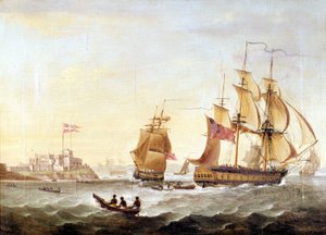 Dánská základna Cristianborg postavená v roce 1659 podél pobřeží Guineje, centrum dopravního negrier. od Unknown artist