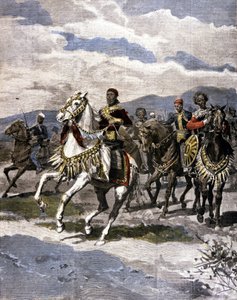 Etiopský král Menelik II (1844 - 1913). Nemocný. italského tisku. od Unknown artist