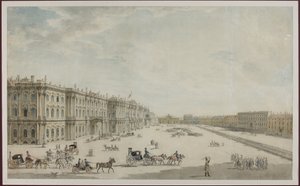 Palácové náměstí v Petrohradě - Anonymní. Akvarel na papíře od Unknown artist