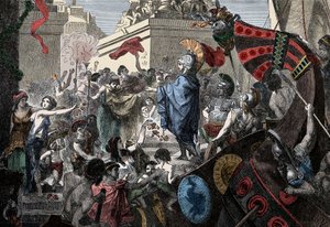 Návrat Alkibiada do Athén - Řecký starověk: triumfální návrat Alkibiada (450-404 př.n.l.) do Athén, 407 př.n.l. od Unknown artist