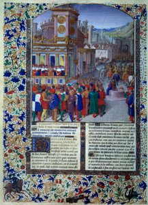 Římané připravují sídlo Veies v roce 396 př. n. l. Miniaturu z „“ Histoire romaine“ (Ad urbe condita) od Tite Live (59 př. nl-17 n. l.) (Titus Livius), přeložil Pierre Bessuire 1450-1500 Paříž, BN od Unknown artist