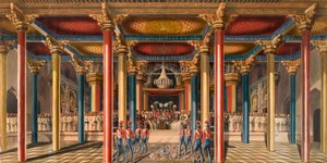 „Tanjore Durbar, poblíž Madras v únoru 1840“ (akvarel) od Unknown artist