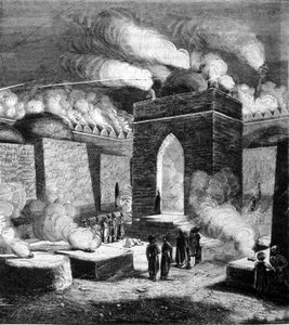 Chrám ohně Atesh - gah v Baku, Ázerbájdžán. 19. století rytina. od Unknown artist