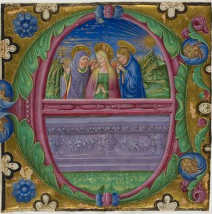 Tři Marie u hrobu v historizující iniciále "E" ze sborníku od Unknown artist