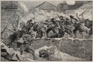 Válka mezi Srbskem a Bulharskem, bulharsko - srbsko-bulharská válka 1885 - bitva u Pirotu, 27.11.1885 - srbsko-bulharská válka bitva u Pirotu 1885 od Unknown artist