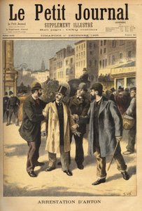 Zatčení Emile Artona (1859-1905), zkorumpovaného zprostředkovatele v případu skandálu Panama, který je na útěku již několik let. Rytina v “” Le petit journal”” 12.1.1895. Selva sbírka. od Unknown artist
