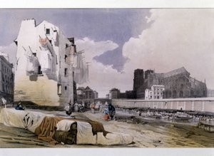 Břehy Seiny a Notre Dame de Paris - litografie od Unknown artist