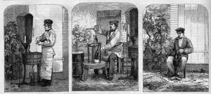 Stáčení šampaňského vína. Rytina z roku 1864. od Unknown artist