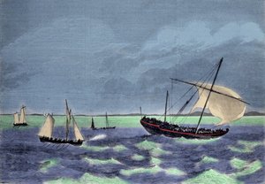 Zajetí dhow (arabský člun) negrier podél madagaskarského pobřeží. od Unknown artist