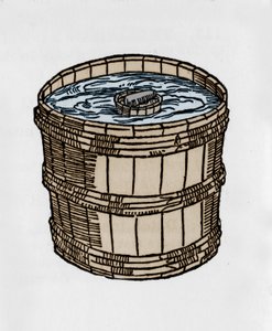 Kompsole ve své nejstarší podobě plovoucí na vodní hladině. Ilustrace z pojednání o magnetismu od J. Taisniera od Unknown artist