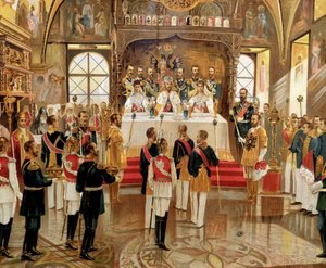 Korunovace cara Mikuláše II. (1868-1918) v Moskvě v Rusku od Unknown artist