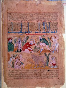 Doktor Andromakhos pozoruje zemědělské aktivity Miniatura převzatá z „Knihy protijedů““ 1199 Paris, B.N. od Unknown artist