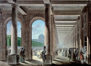 Galerie a zahrady Palais Royal. Litografie 18. století. Paříž, B.N. od Unknown artist