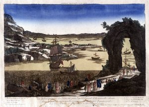 Vylodění Francouzů za účelem založení nové kolonie v přístavu Nouvelle Cayenne (nebo France Equinoxiale) od Unknown artist
