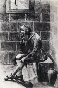 Muž se železnou maskou, státní vězeň, byl internován ve vězení na Svatém ostrově Margarita. od Unknown artist