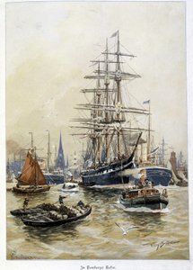Přístav Hamburk v 19. století od Unknown artist