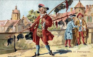Obchod s parukami v roce 1750. od Unknown artist