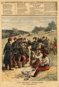 Waguemestre, armáda pověřená distribucí pošty vojákům. Rytina v „“ Le petit journal“ 23/09/1893. Selva sbírka. od Unknown artist