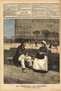 Oběd dělníků, reprodukce obrazu Henriho Caina (1859-1930), malíře a dramatika. Rytina v „“Le petit journal““ 18.4.1891. Selva sbírka. od Unknown artist