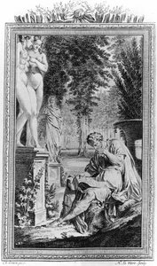 Titus Lucretius Carus (Lucrece) římský filozof a básník v "De Rerum Natura", rytina 18. století. od Unknown artist